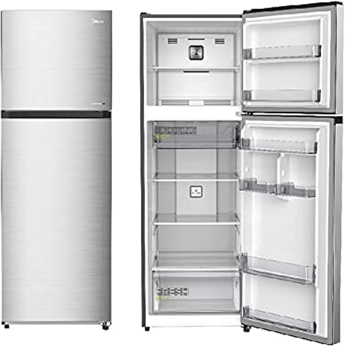 Midea MDRT385MTE46 - Silver Top Mount Double Door Refrigerator - 266L - 3 Star energy