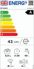 Teknix BITKW814 - White 8KG Integrated Washing Machine - 1400 RPM - A energy - Display