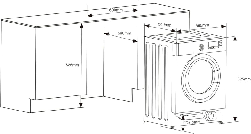 Teknix BITKW814 - White 8KG Integrated Washing Machine - 1400 RPM - A energy - Display