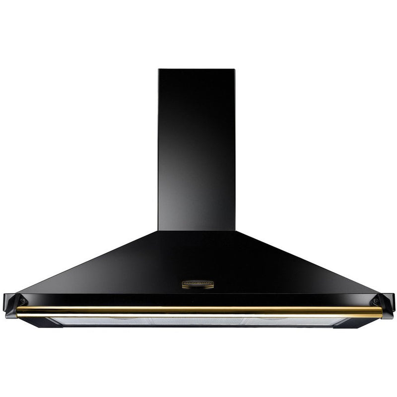 Rangemaster Classic CLAHDC90BB - Black with Brass Trim 90cm Chimney Cooker Hood - D Energy Rated