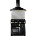 Rangemaster Classic CLAHDC90BB - Black with Brass Trim 90cm Chimney Cooker Hood - D Energy Rated
