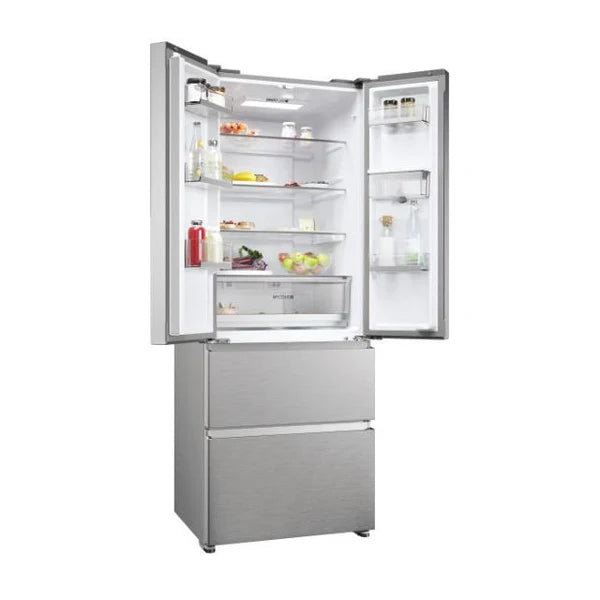 Haier HFR5719EWMP - Platinum Inox American Fridge Freezer - 444L Total Capacity - E Energy