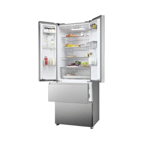 Haier HFR5719EWMP - Platinum Inox American Fridge Freezer - 444L Total Capacity - E Energy