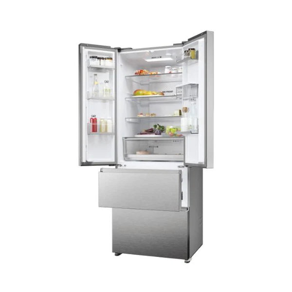 Haier HFR5719EWMP - Platinum Inox American Fridge Freezer - 444L Total Capacity - E Energy