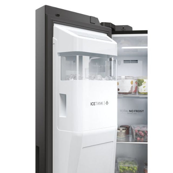 Haier HSW79F18DIPT - Slate Black Plumbed In American Fridge Freezer - 601L - D Energy Rating