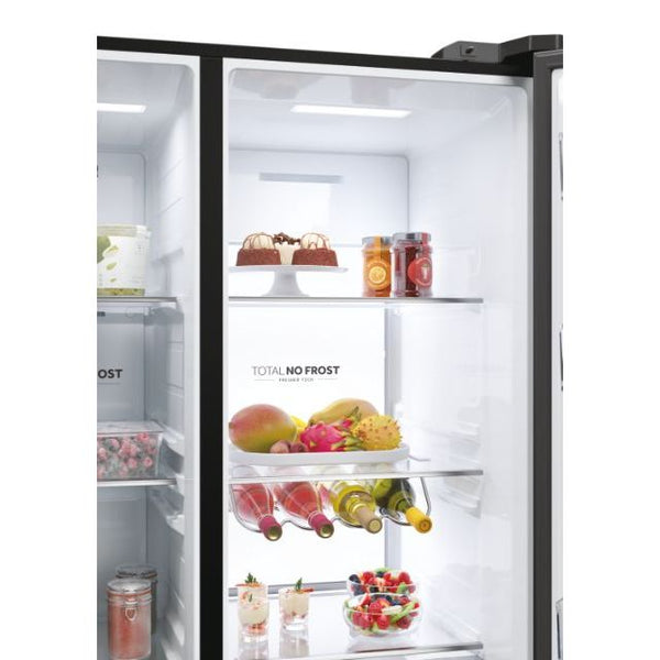 Haier HSW79F18DIPT - Slate Black Plumbed In American Fridge Freezer - 601L - D Energy Rating