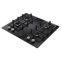 Hoover HVG6K3B - Black 60cm Gas Hob - 4 Burners - Flame Safety
