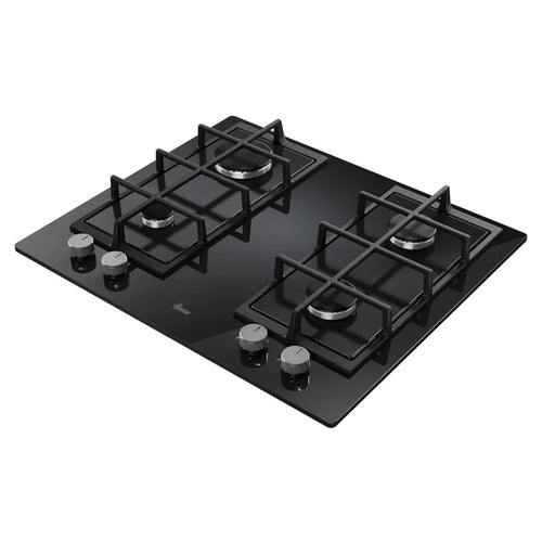 Hoover HVG6K3B - Black 60cm Gas Hob - 4 Burners - Flame Safety