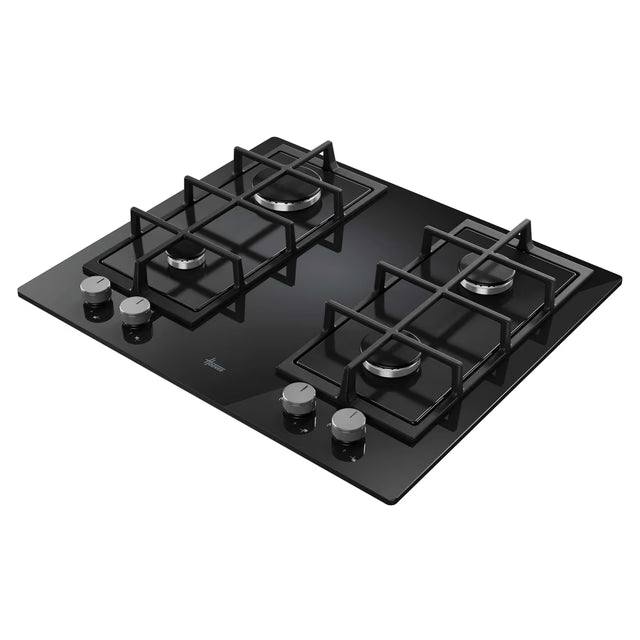 Hoover HVG6K3B - Black 60cm Gas Hob - 4 Burners - Flame Safety
