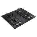 Hoover HVG6K3B - Black 60cm Gas Hob - 4 Burners - Flame Safety