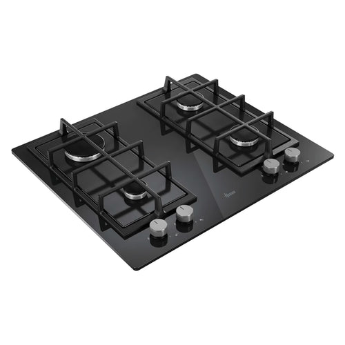 Hoover HVG6K3B - Black 60cm Gas Hob - 4 Burners - Flame Safety