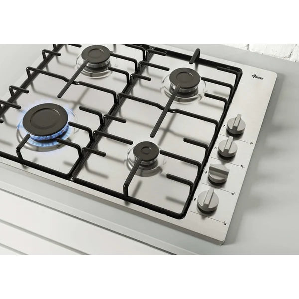 Hoover HHW6LK3X - Stainless Steel 60cm Gas Hob - 4 Burners - Flame Safety Device