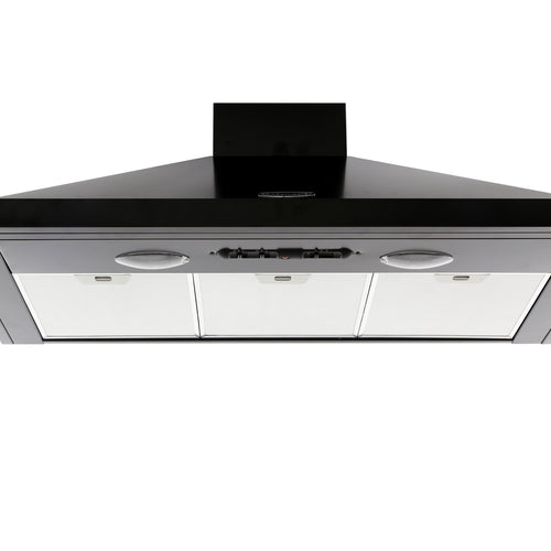 Rangemaster LEIHDC90BC - Black/Chrome 90cm Chimney Cooker Hood - D Energy Rating