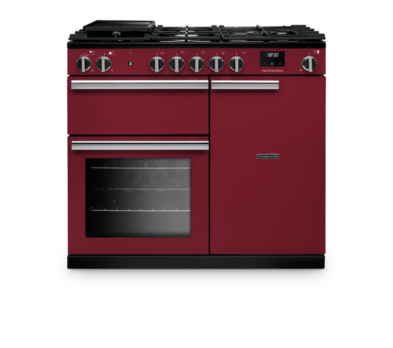 Rangemaster PR100DFPBOR/CM1 - Bordeaux 100cm Dual Fuel Range Cooker - Gas Hob - A Energy