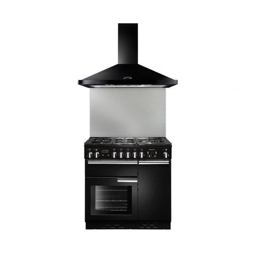 Rangemaster LEIHDC90BB - Black/Brass 90cm Chimney Cooker Hood - 460 m³/h - D Energy Rating