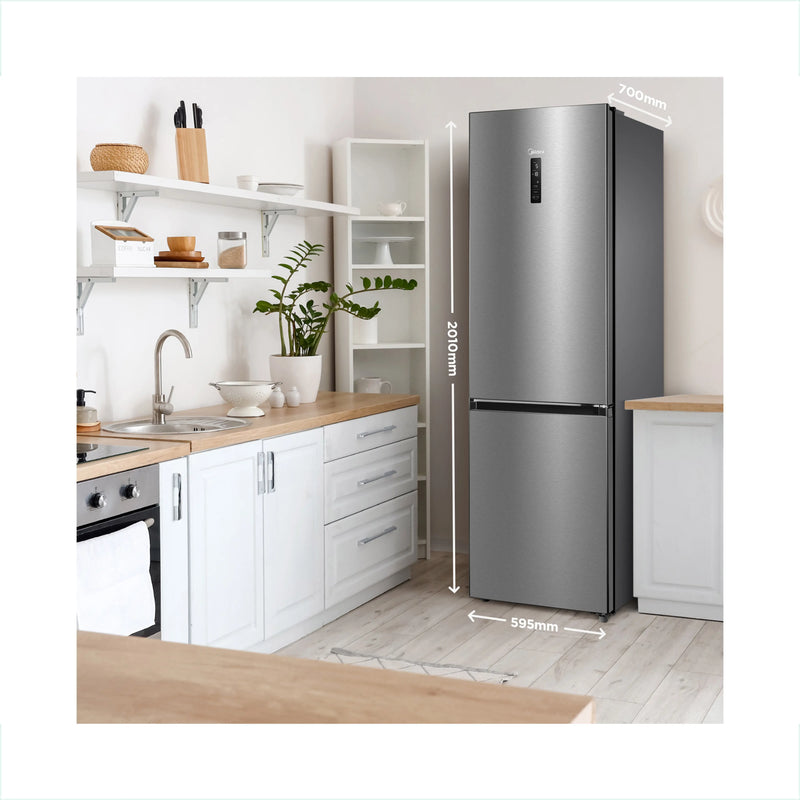 Midea MDRB521MGB02 - Inox Fridge Freezer - 310L Total Capacity - B Energy Rating