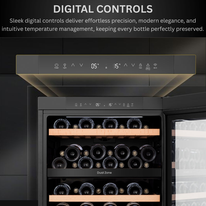 Teknix BITH2WCD60B - Black 60cm Wine Cooler - 46 Bottle Capacity - F Energy