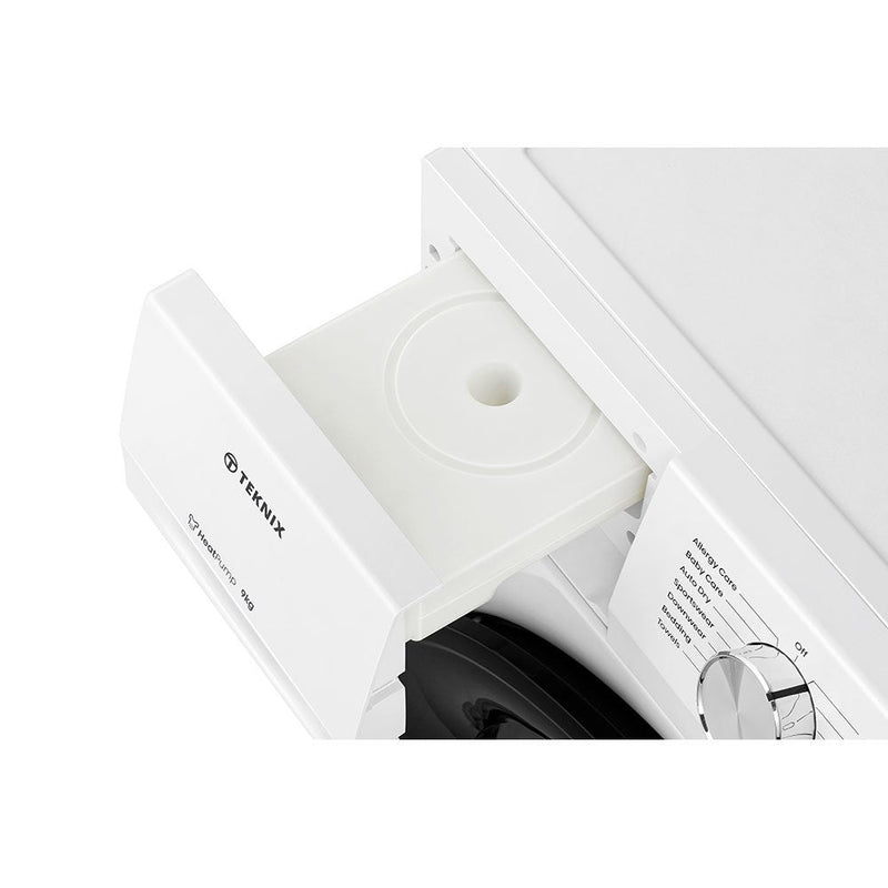 Teknix TKHP9HW - White 9KG Heat Pump Condenser Dryer - E energy - Display