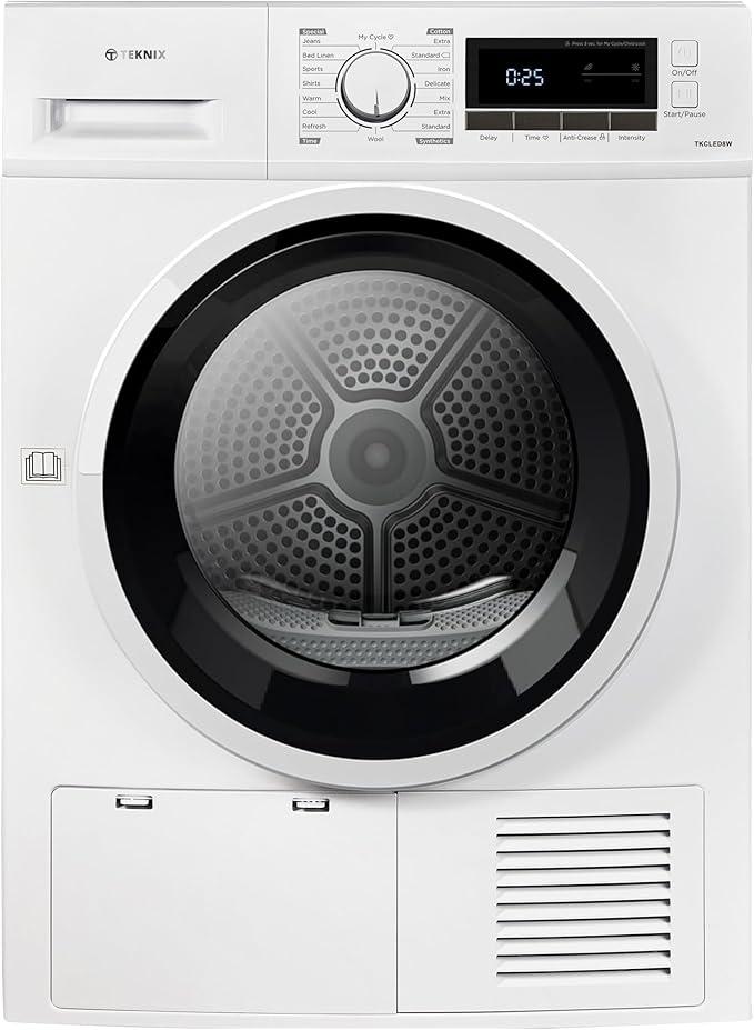 Teknix TK2CLED8W - White 8KG Condenser Tumble Dryer - Freestanding - B Energy Rating