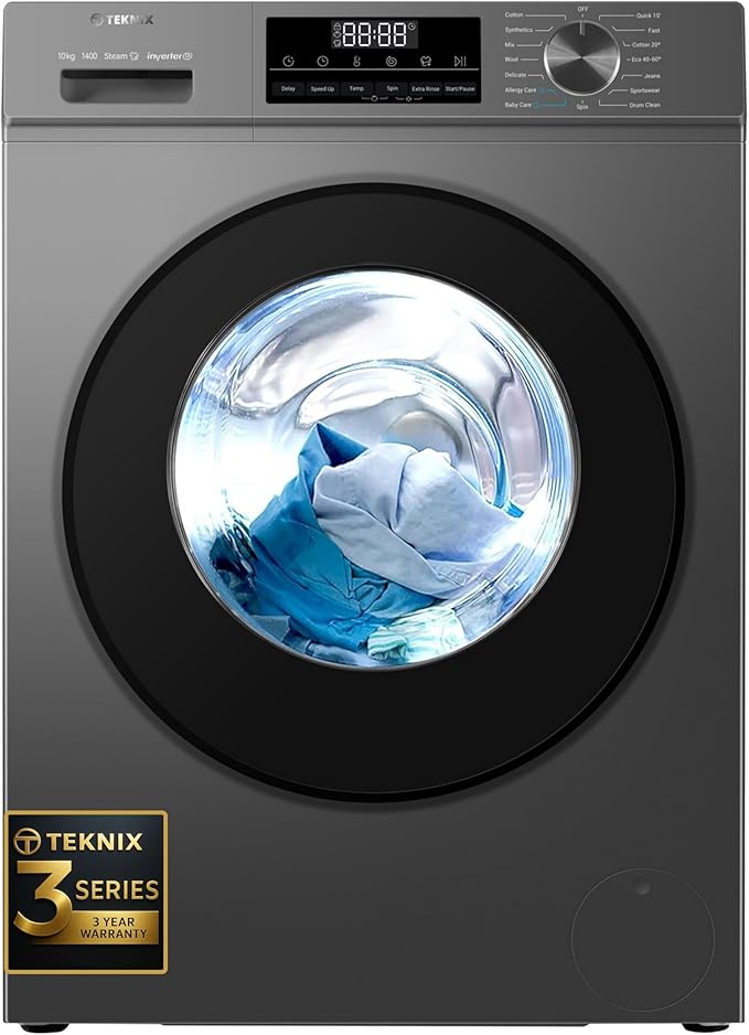 Teknix TK3W1014XS - Graphite 10KG Washing Machine - 1400 RPM - A energy