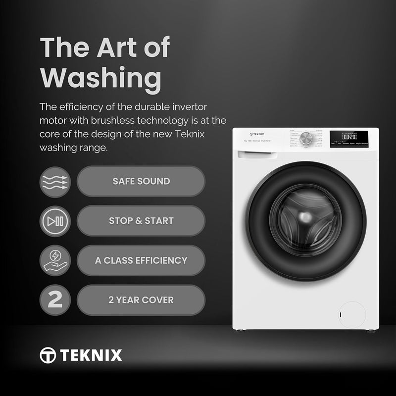 Teknix TK2W714HW - White 7KG Washing Machine - 1400 RPM - A energy - Display