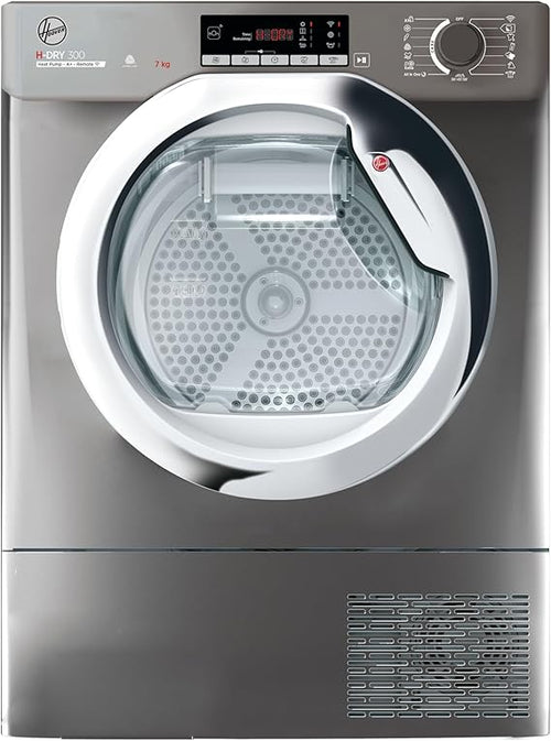 Hoover BATD H7A1TCER-80 - Anthracite & Chrome 7KG Integrated Heat Pump Tumble Dryer - WiFi Connected - A+ Energy Rating