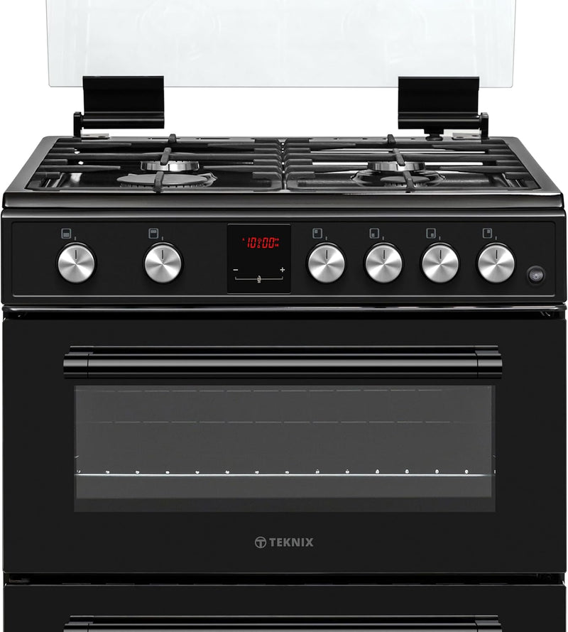 Teknix TKGD60B - Black Double Oven Gas Cooker - 60cm - Energy Rating A