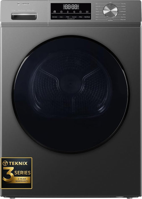 Teknix TK3HP10XS - Silver 10KG Heat Pump Tumble Dryer - E Energy Rating