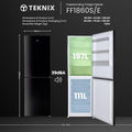 Teknix FF1860B/E - Black Fridge Freezer - 308L - E Energy Rating