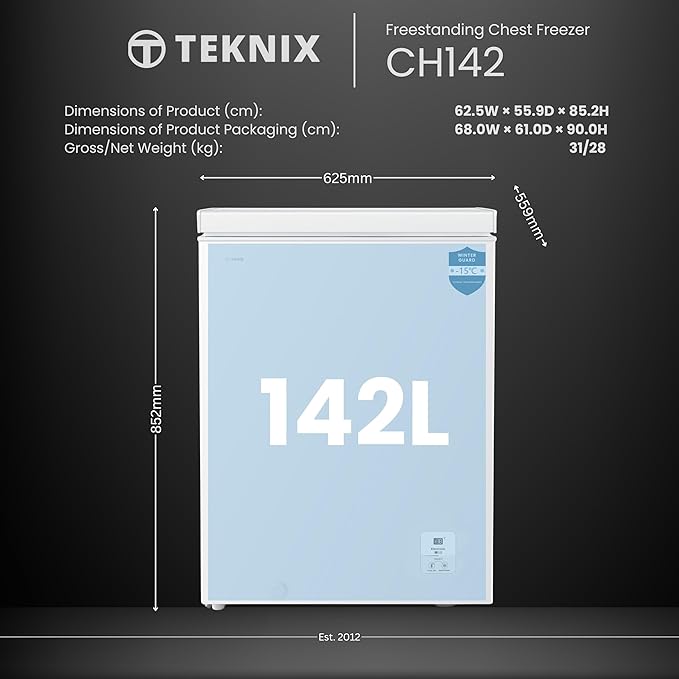 Teknix CH142 - White Freezer - Garage Safe - E energy – Appliance