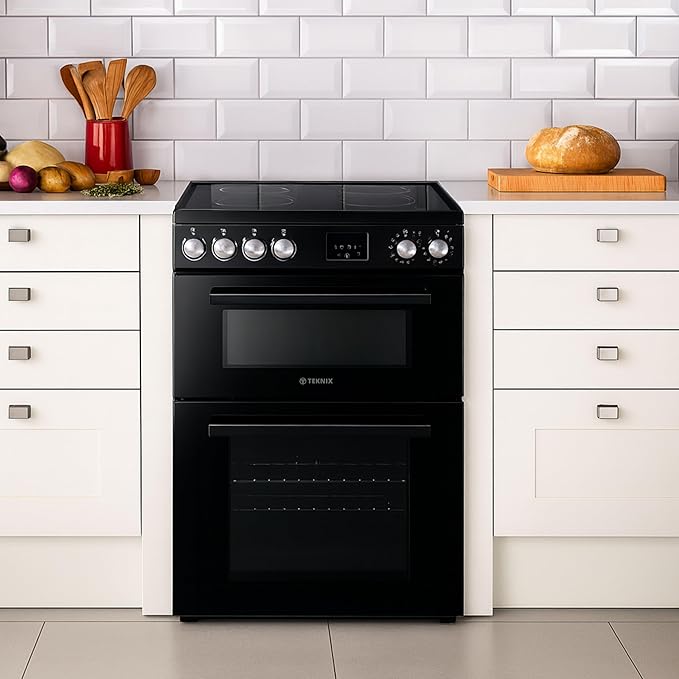 Teknix TKED64B - Black 4 Zone Electric Double Oven - Manual cleaning - A energy