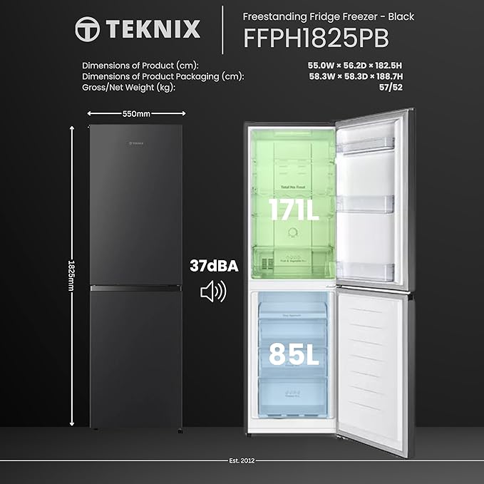 Teknix FFPH1825PB 256L Fridge Freezer - Total No Frost - E energy
