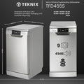 Teknix TFD455S - Stainless steel Freestanding Dishwasher - E energy