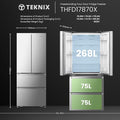 Teknix THFD17870X - Silver Freestanding American Frost Free Fridge Freezer - E energy