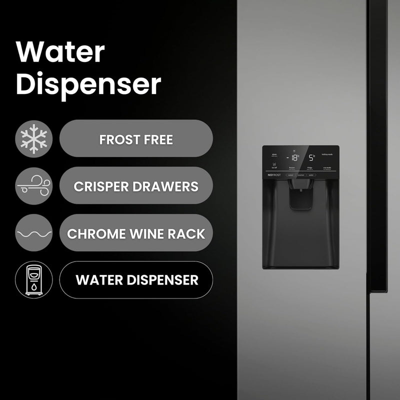 Teknix THSBS1791INX - Silver American Frost Free Fridge Freezer - E energy