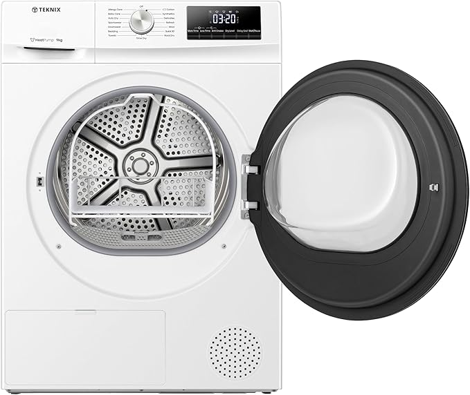 Teknix TKHP9HW - White 9KG Heat Pump Condenser Dryer - E energy - Display
