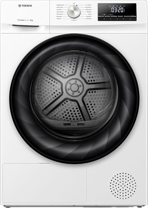 Teknix TKHP9HW - White 9KG Heat Pump Condenser Dryer - E energy - Display