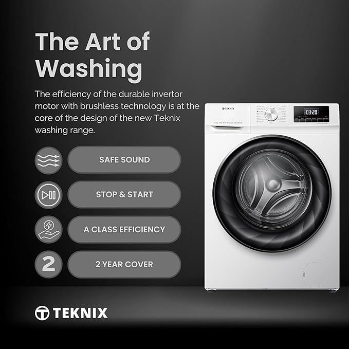 Teknix TKW12142HW - White Freestanding 12KG Washing Machine - 1400 RPM - A energy
