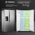 Teknix THSBS1791PLUX Stainless Steel 2 Door Side by Side Fridge Freezer - E rated Plumbed ice+water