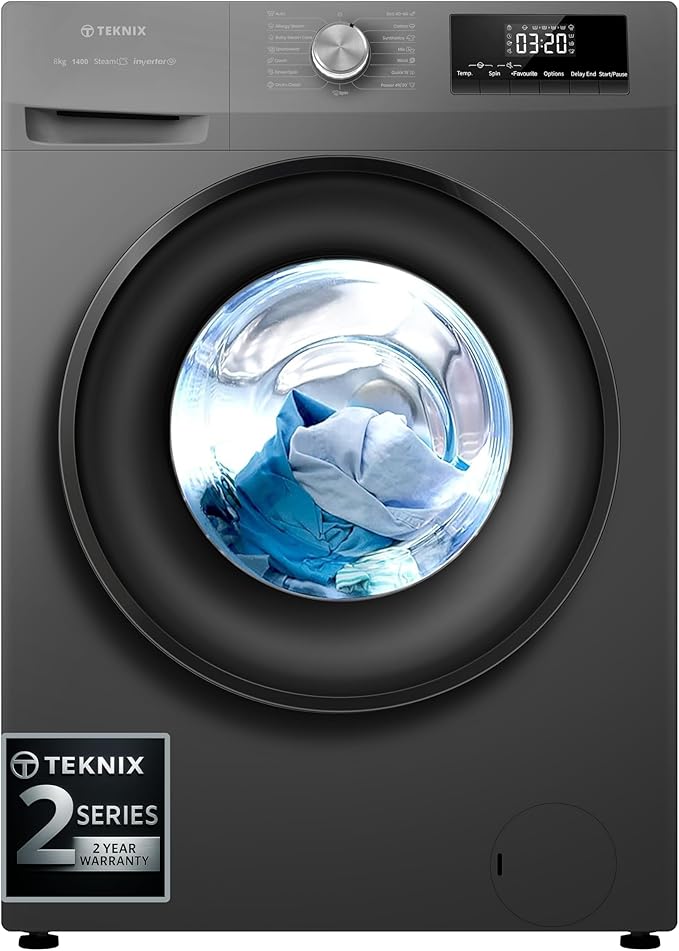 Teknix TK2W814HS - Titanium 8KG Washing Machine - 1400 RPM - A energy