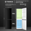 Teknix STF1725B - Black Fridge Freezer - 55cm Width - E Energy Rating