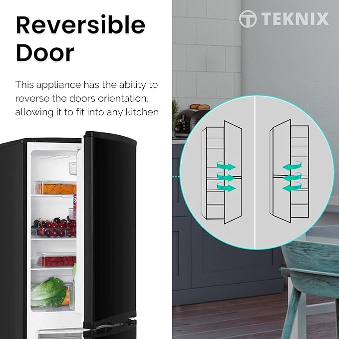 Teknix STF1725B - Black Fridge Freezer - 55cm Width - E Energy Rating