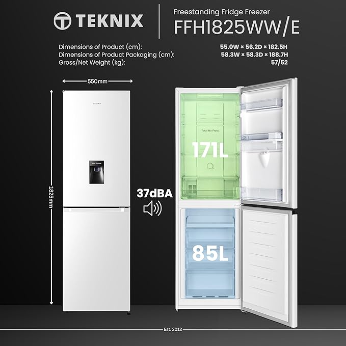 Teknix FFH1825WW/E - White Freestanding 50/50 Frost Free Fridge Freezer - E energy