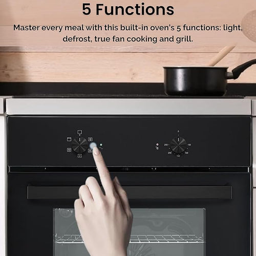 Teknix BITK263ESB - Black 55L Single Oven - Slim Depth - A Energy