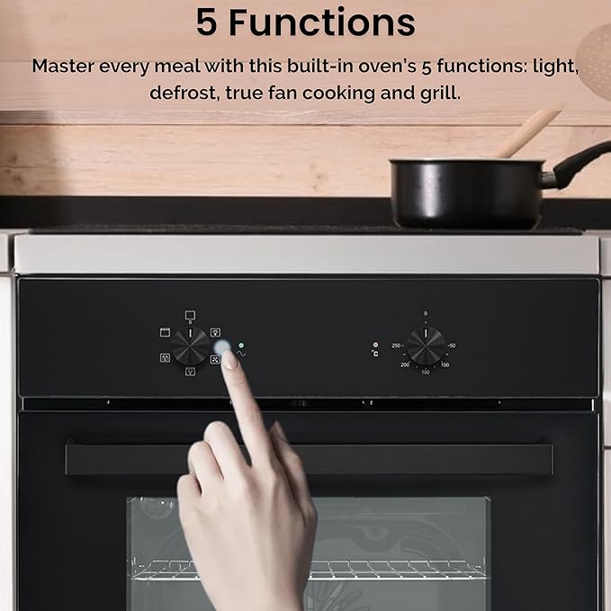 Teknix BITK263ESB - Black 55L Single Oven - Slim Depth - A Energy