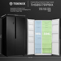 Teknix THSBS1791PBIX - Black Frost Free Fridge Freezer - E energy - Display