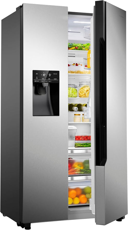 Teknix THSBS1791PLUX Stainless Steel 2 Door Side by Side Fridge Freezer - E rated Plumbed ice+water