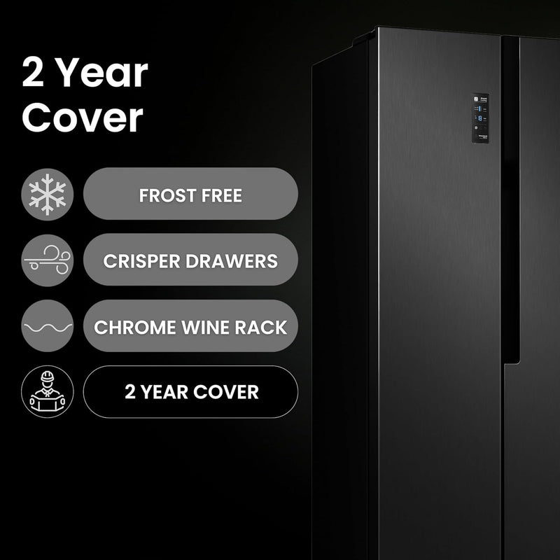 Teknix THSBS1791PBIX - Black American Frost Free Fridge Freezer - E energy