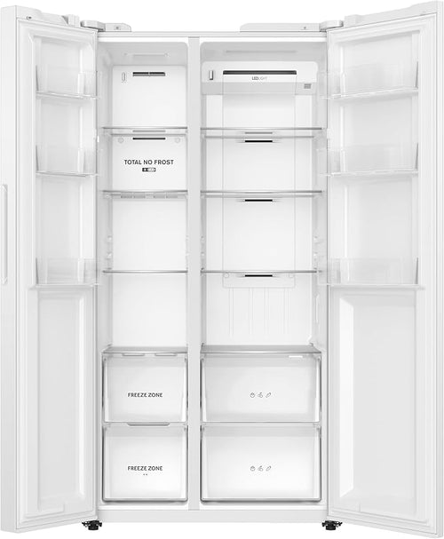 Teknix TX2SBS1791PW - White American Fridge Freezer - 523L Capacity - E Energy Rating