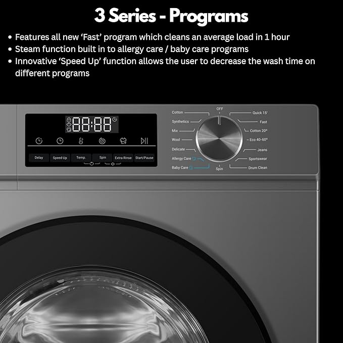 Teknix TK3W814XS - Silver 8KG Washing Machine - 1400 RPM - A energy